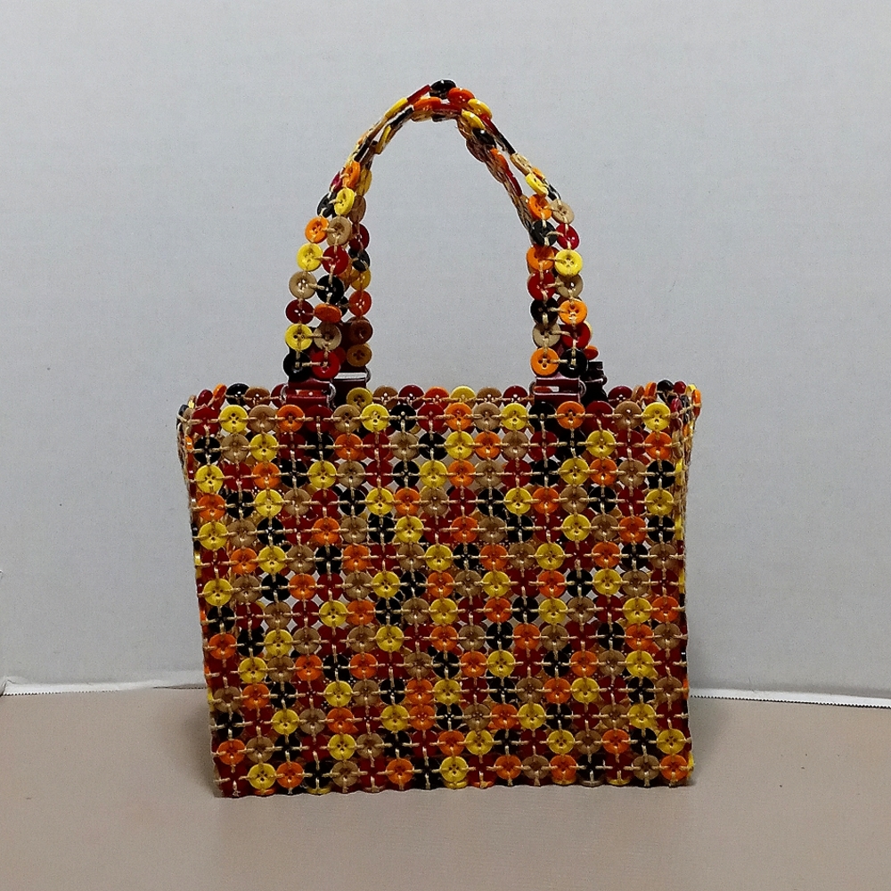 Retro multi color Button Handbag